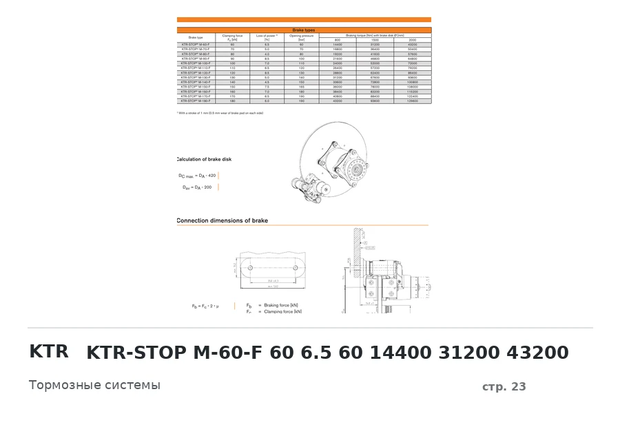 KTR KTR-STOP M-60-F 60 6.5 60 14400 31200 43200