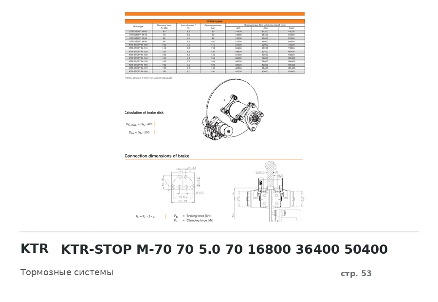 KTR KTR-STOP M-70 70 5.0 70 16800 36400 50400