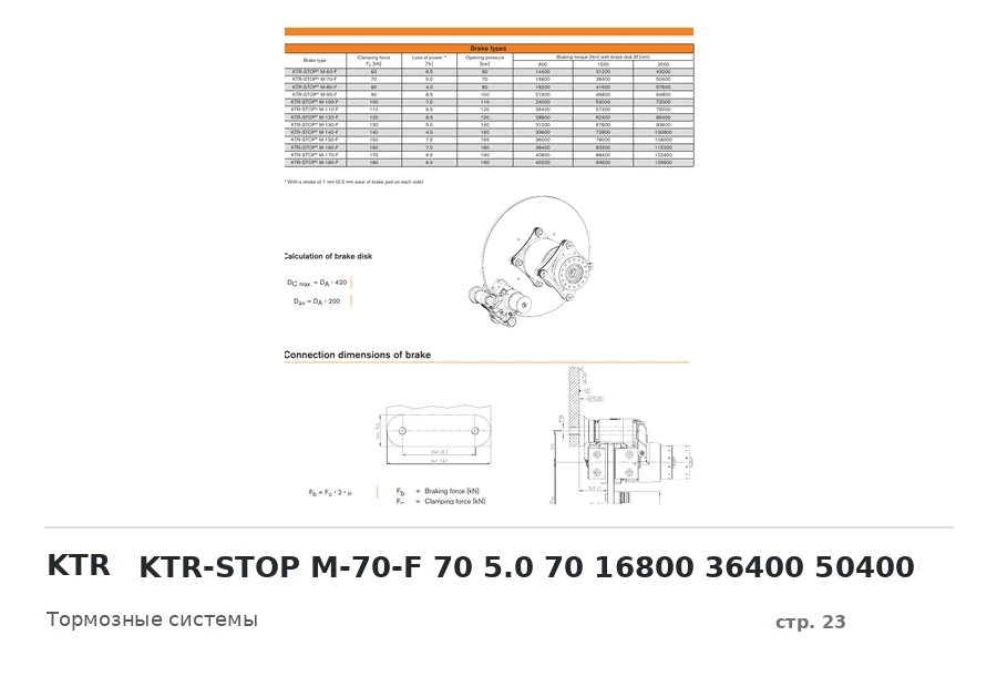 KTR KTR-STOP M-70-F 70 5.0 70 16800 36400 50400