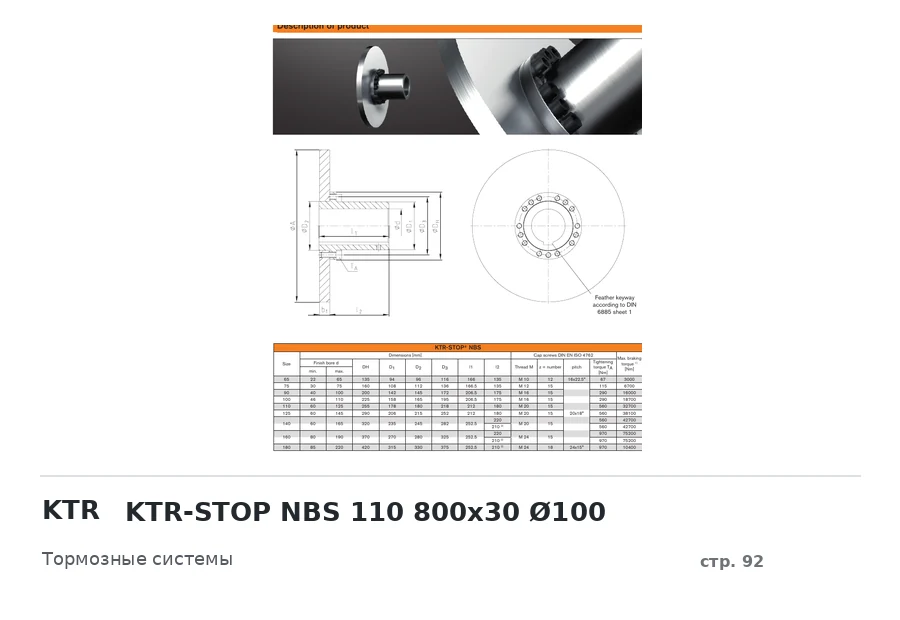 KTR KTR-STOP NBS 110 800x30 Ø100