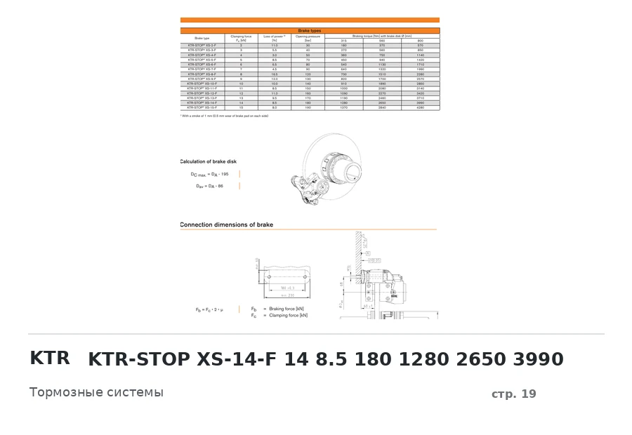 KTR KTR-STOP XS-14-F 14 8.5 180 1280 2650 3990