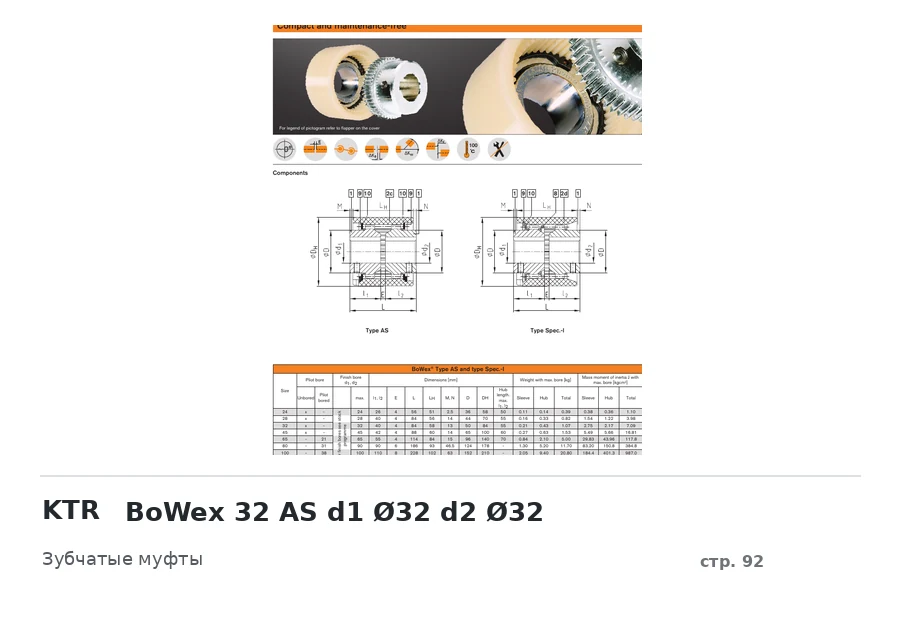 KTR BoWex 32 AS d1 Ø32 d2 Ø32