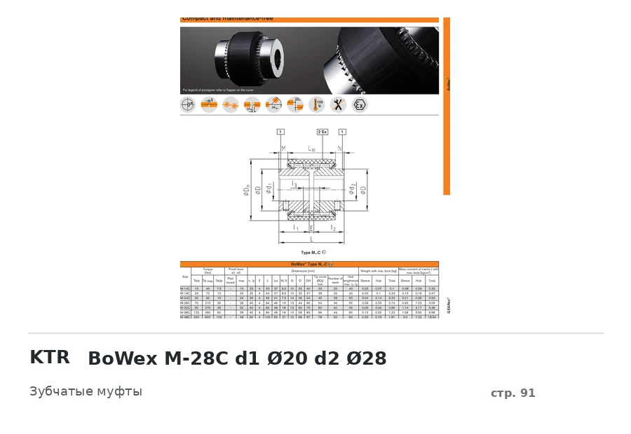 KTR BoWex M-28C d1 Ø20 d2 Ø28