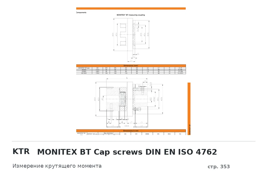 KTR MONITEX BT Cap screws DIN EN ISO 4762