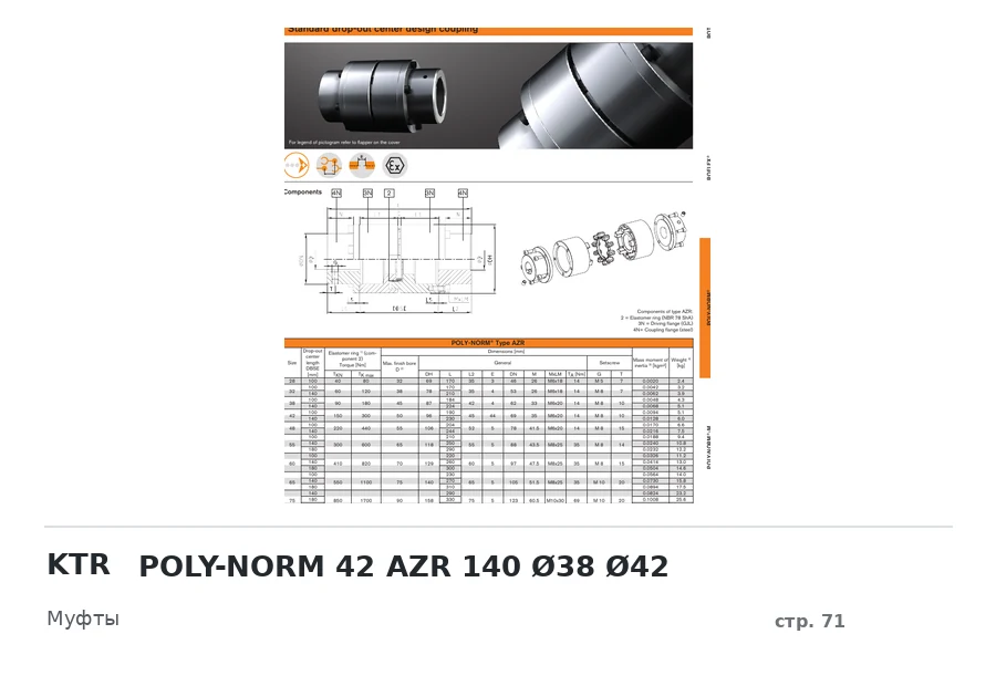 KTR POLY-NORM 42 AZR 140 Ø38 Ø42