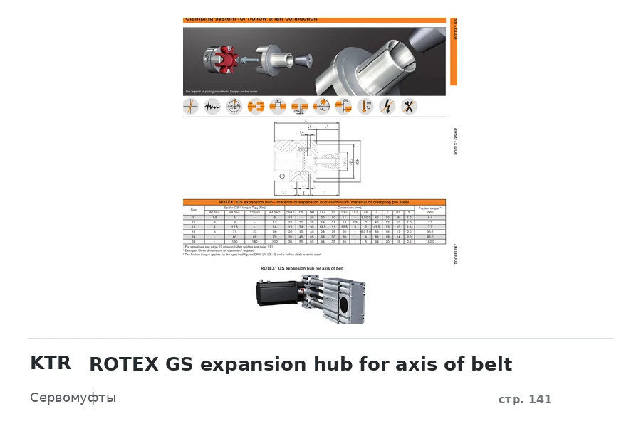 KTR ROTEX GS expansion hub for axis of belt