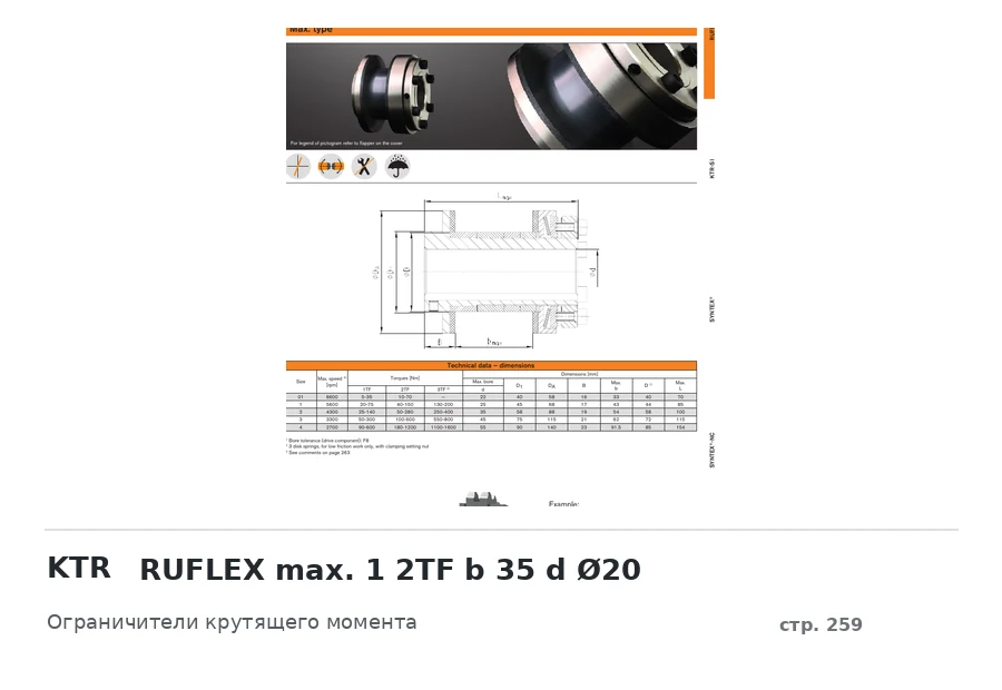 KTR RUFLEX max. 1 2TF b 35 d Ø20