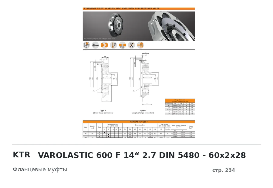KTR VAROLASTIC 600 F 14“ 2.7 DIN 5480 - 60x2x28
