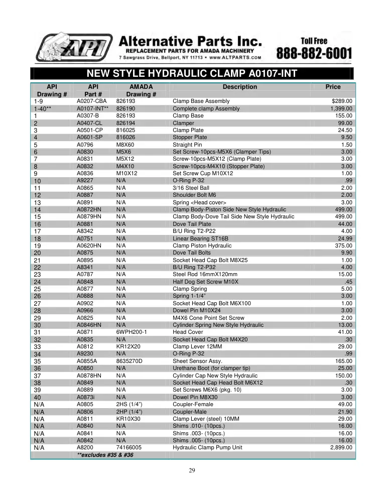 Alternative Parts A0107-INT