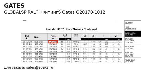 Gates G20170-1012