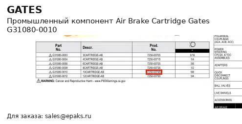 Gates G31080-0010