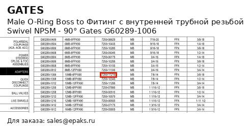 Gates G60289-1006