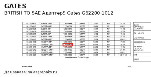 Gates G62200-1012