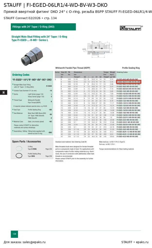 STAUFF FI-EGED-06LR1/4-WD-BV-W3-DKO