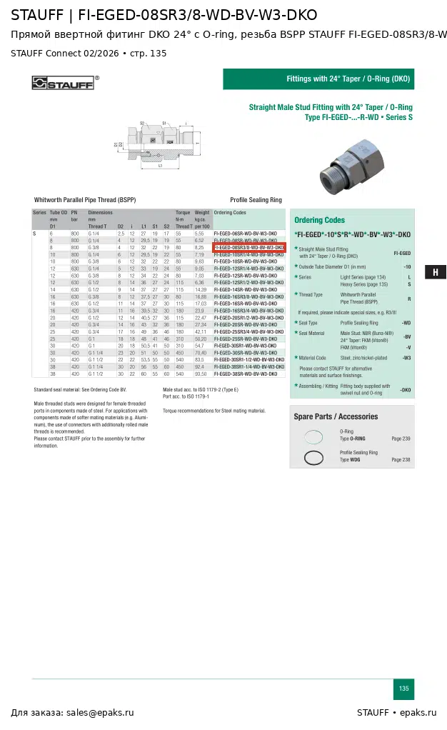 STAUFF FI-EGED-08SR3/8-WD-BV-W3-DKO