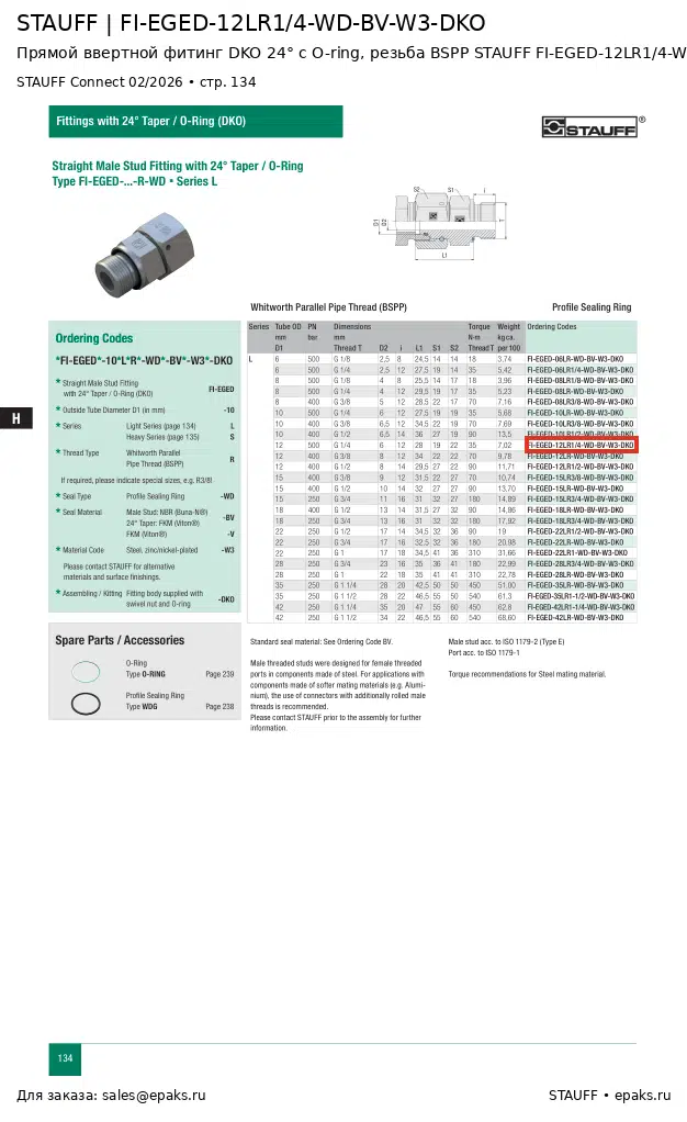 STAUFF FI-EGED-12LR1/4-WD-BV-W3-DKO