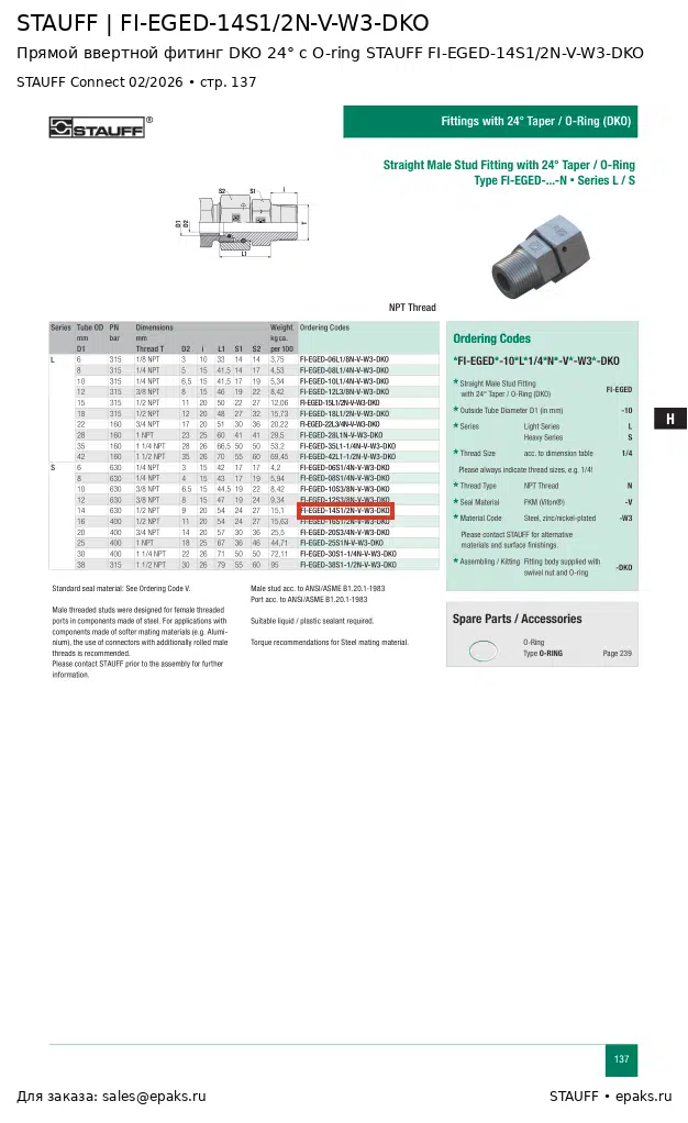 STAUFF FI-EGED-14S1/2N-V-W3-DKO