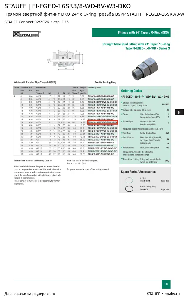 STAUFF FI-EGED-16SR3/8-WD-BV-W3-DKO