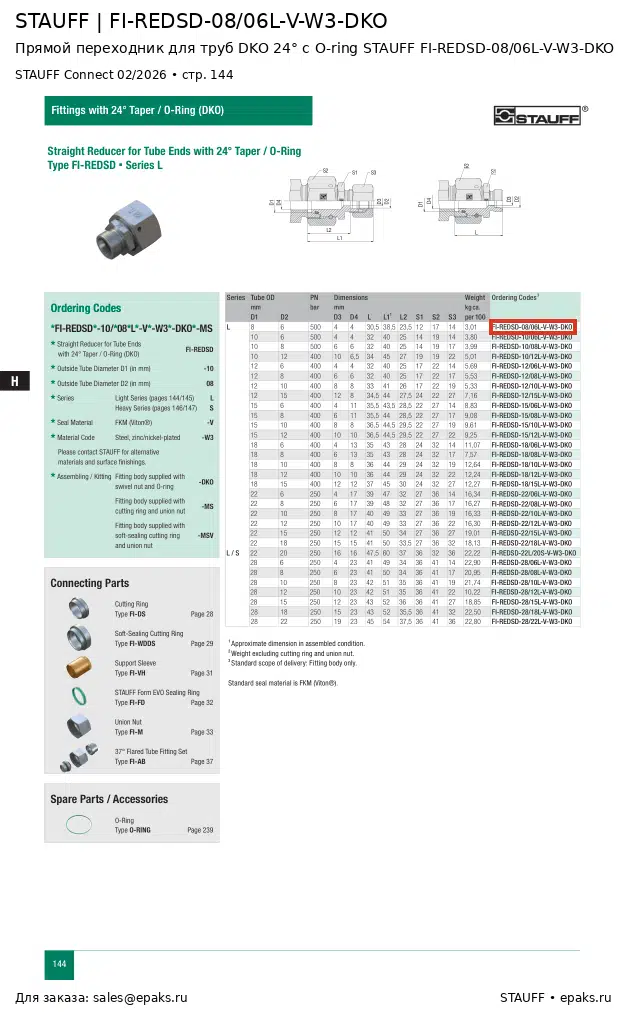 STAUFF FI-REDSD-08/06L-V-W3-DKO