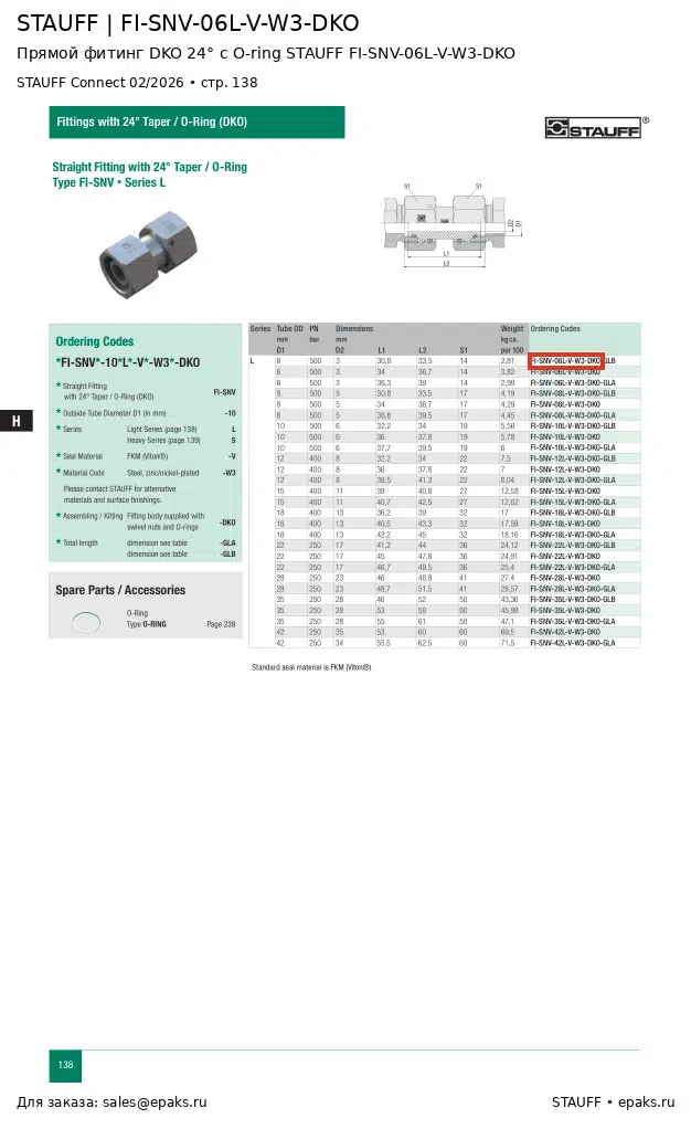 STAUFF FI-SNV-06L-V-W3-DKO