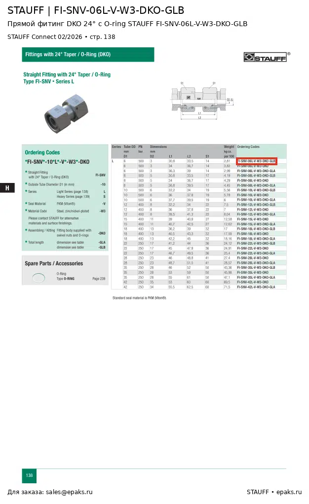 STAUFF FI-SNV-06L-V-W3-DKO-GLB