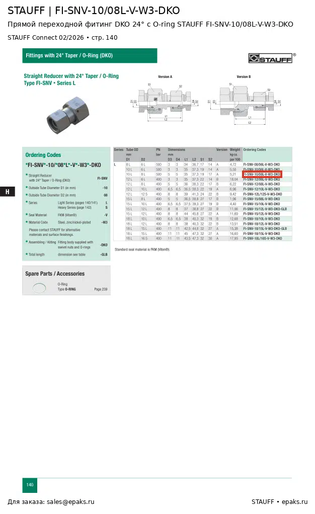 STAUFF FI-SNV-10/08L-V-W3-DKO