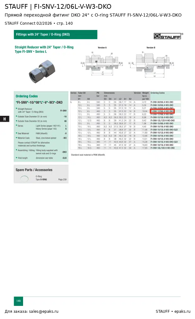 STAUFF FI-SNV-12/06L-V-W3-DKO