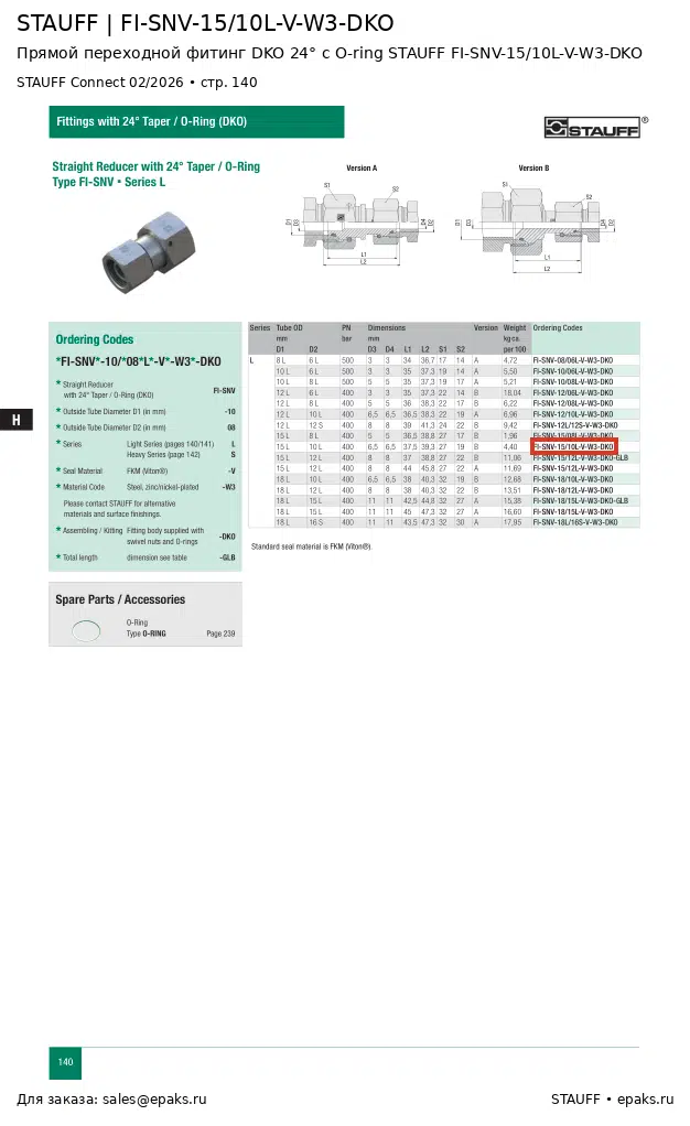STAUFF FI-SNV-15/10L-V-W3-DKO