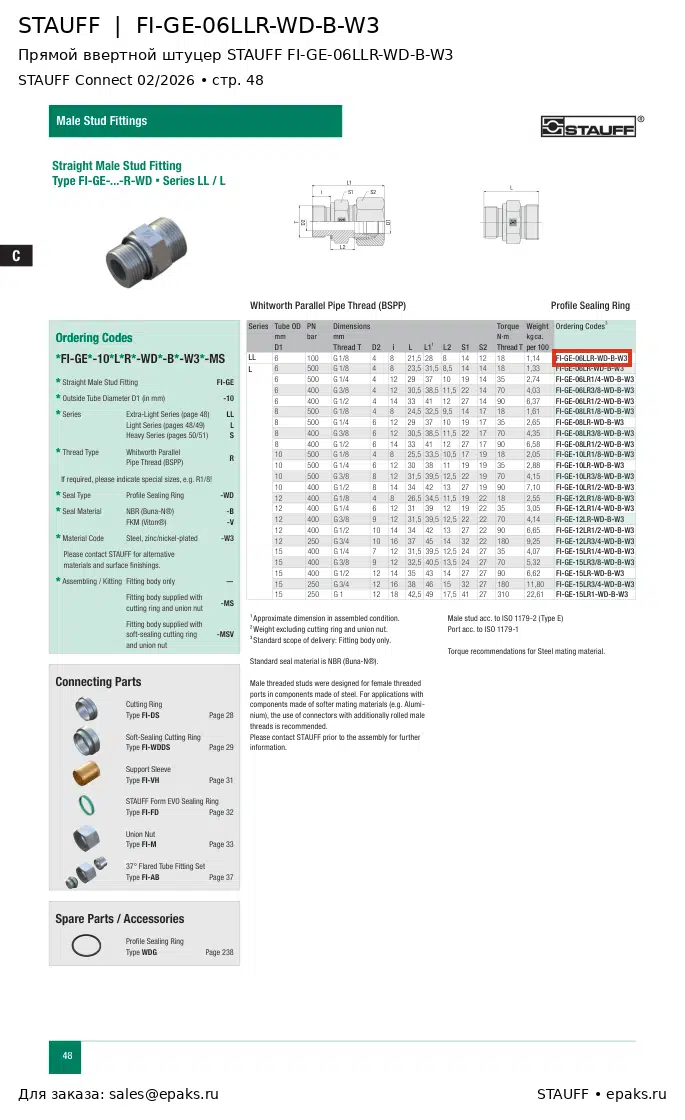 STAUFF FI-GE-06LLR-WD-B-W3
