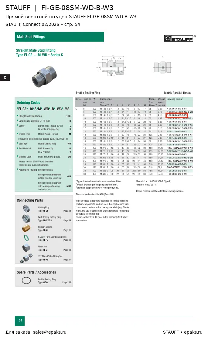 STAUFF FI-GE-08SM-WD-B-W3