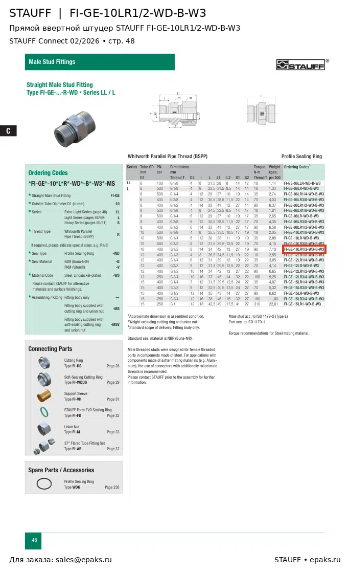 STAUFF FI-GE-10LR1/2-WD-B-W3