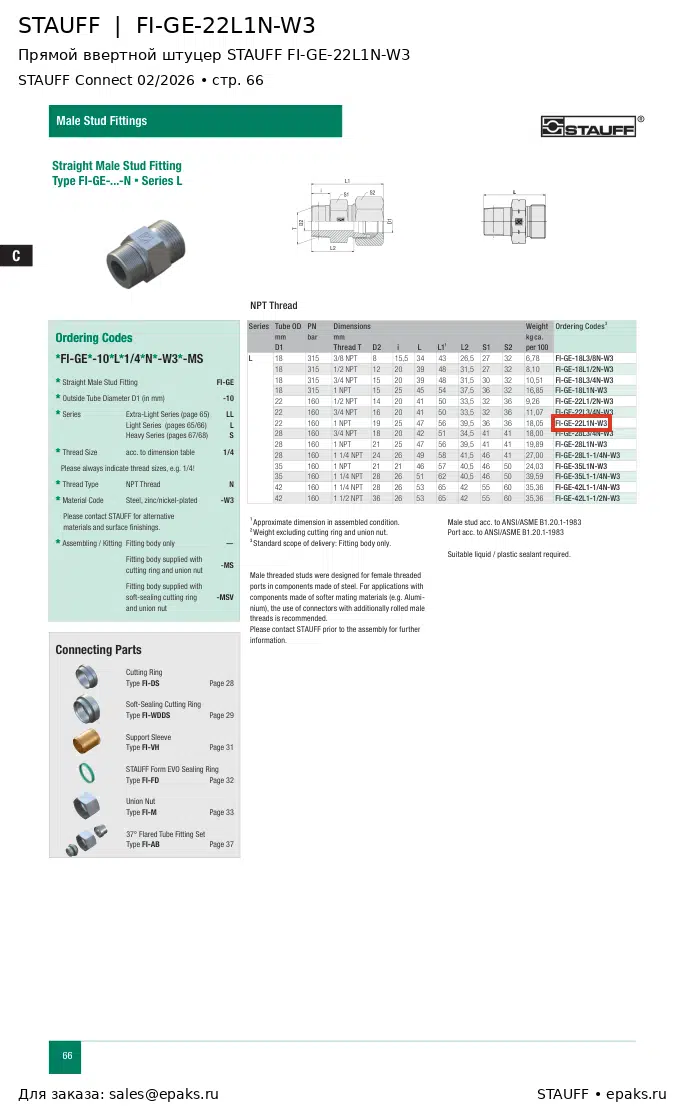 STAUFF FI-GE-22L1N-W3