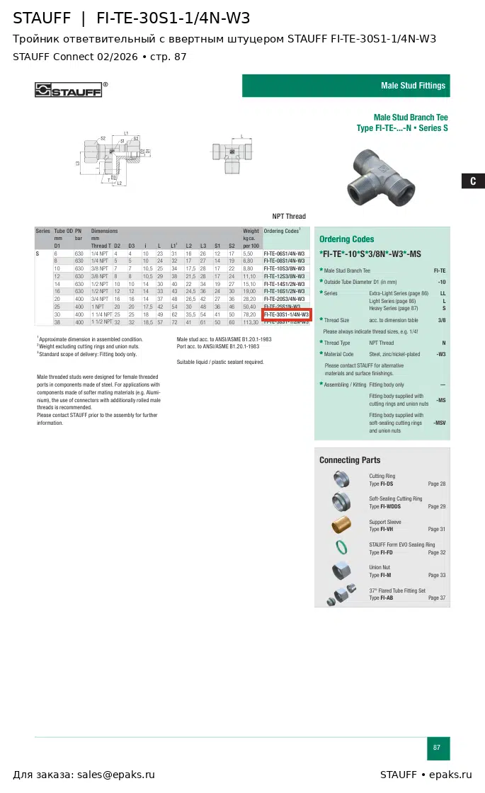STAUFF FI-TE-30S1-1/4N-W3