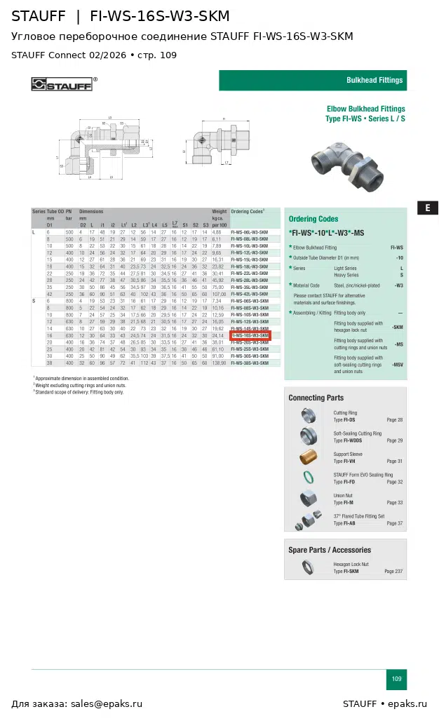 STAUFF FI-WS-16S-W3-SKM