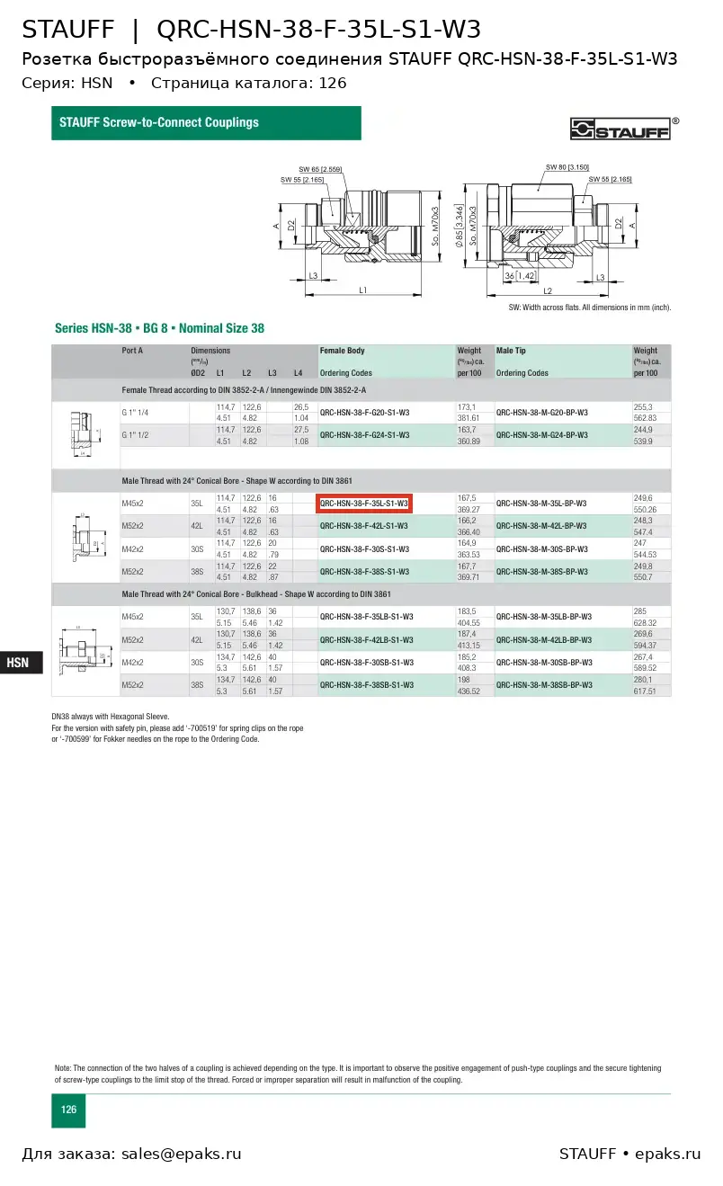 STAUFF QRC-HSN-38-F-35L-S1-W3