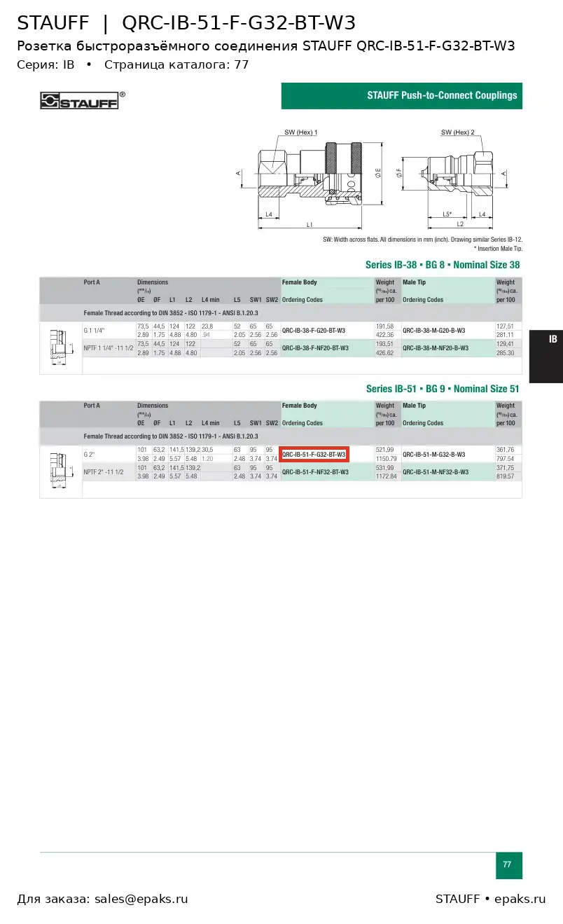 STAUFF QRC-IB-51-F-G32-BT-W3