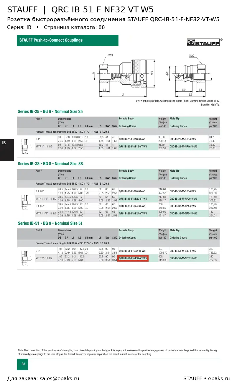 STAUFF QRC-IB-51-F-NF32-VT-W5