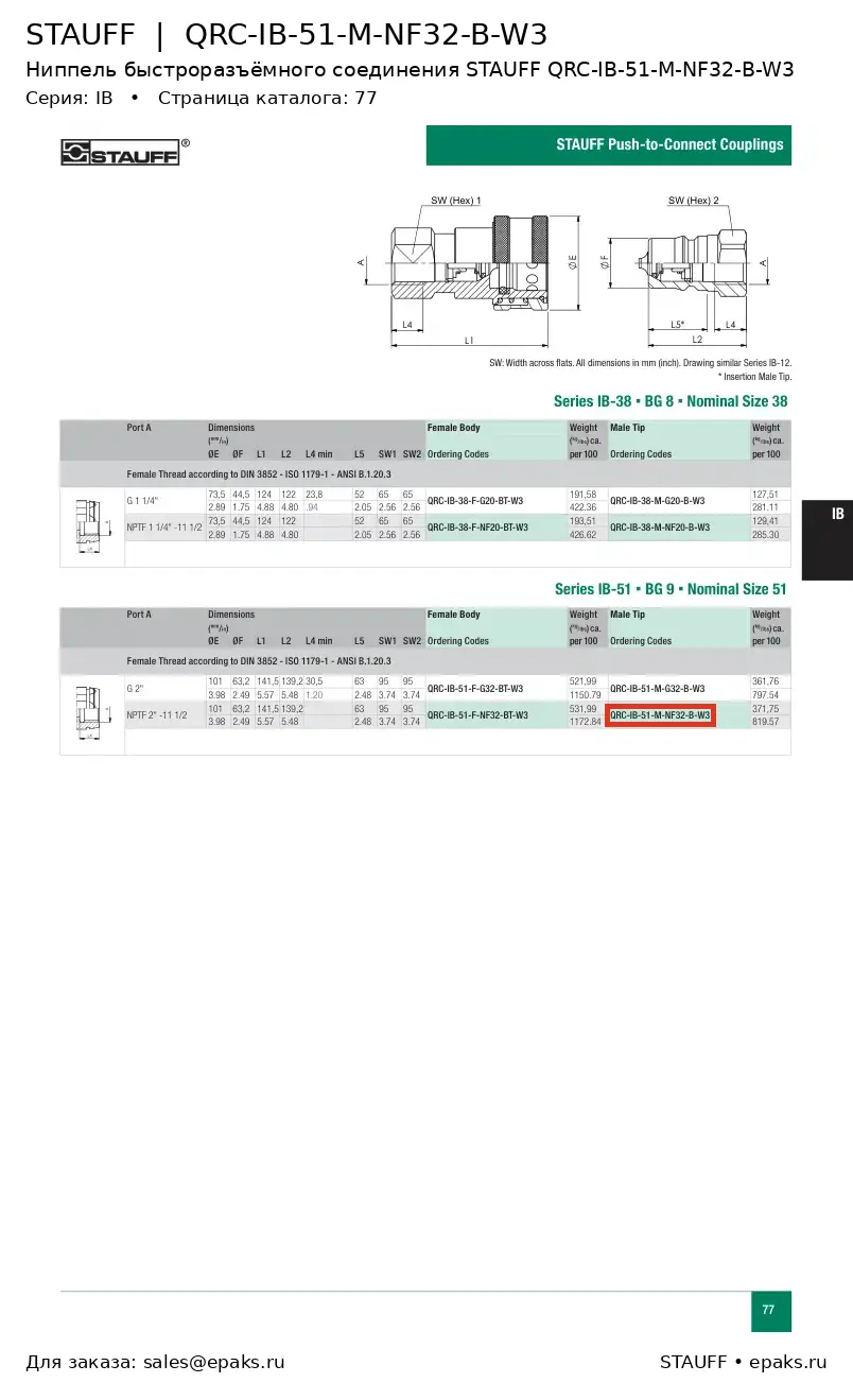 STAUFF QRC-IB-51-M-NF32-B-W3